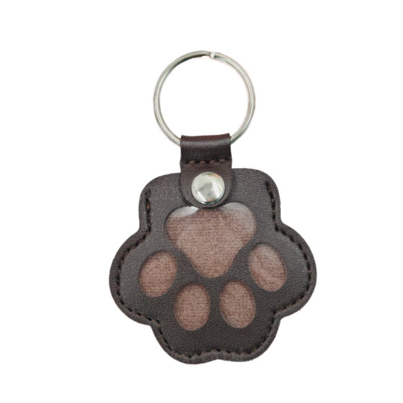 Cat Claw Shape Cat Fur Storage PU Leather Keychain 4