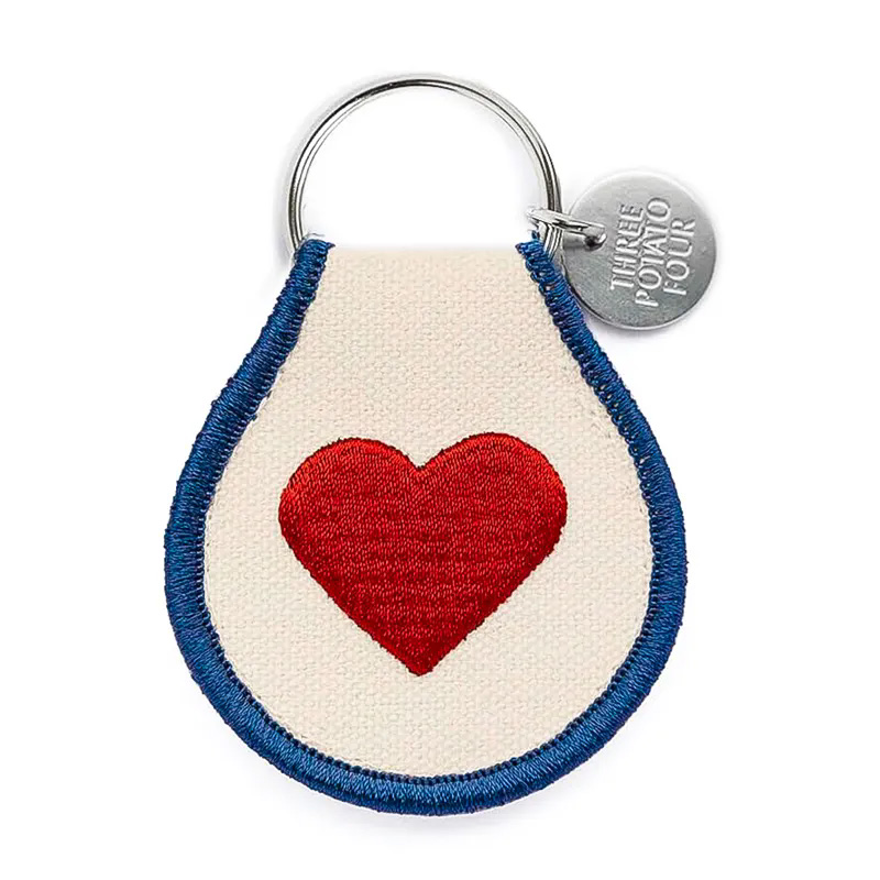 Custom Irregular-shaped Cute Embroidered Fabric Keychain 1