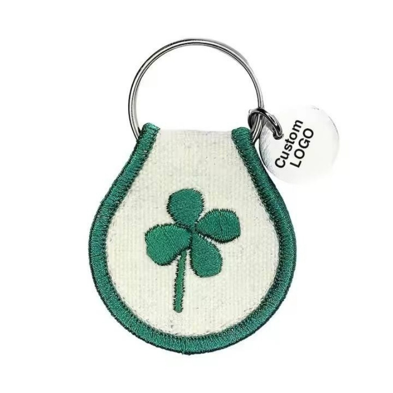 Custom Irregular-shaped Cute Embroidered Fabric Keychain4