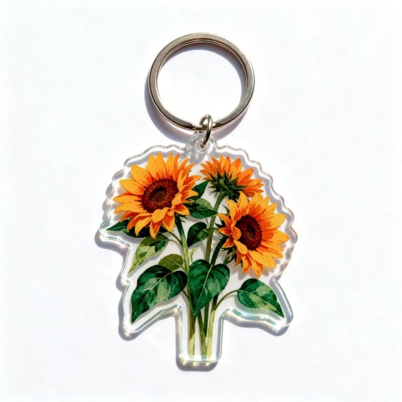 Exquisitely Printed Acrylic Keychains Featuring Flowers and Plants (9)