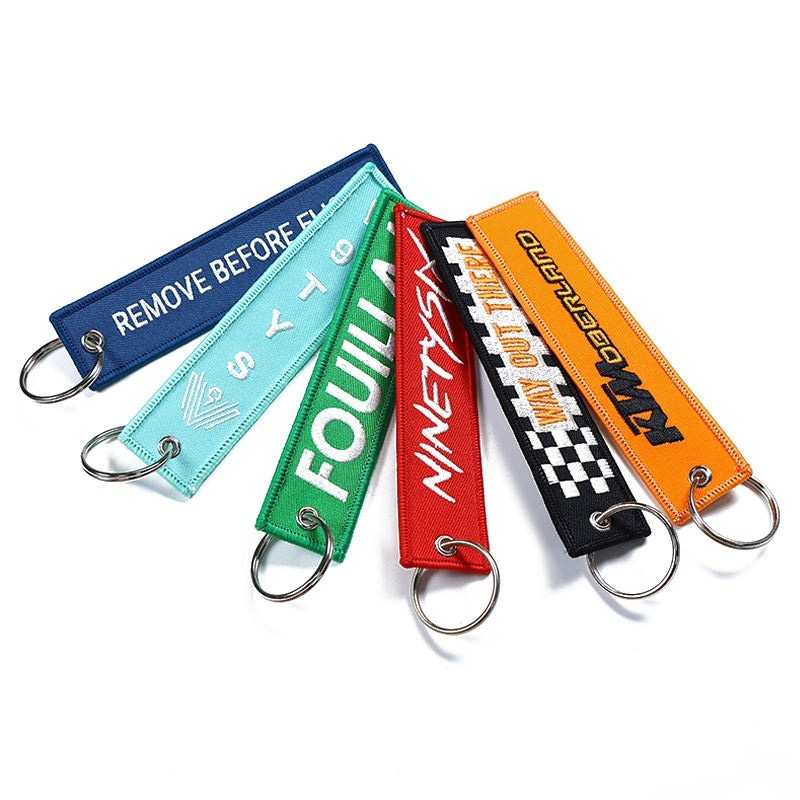 High Quality promotional gift options Embroideredwoven logo keychains (4)