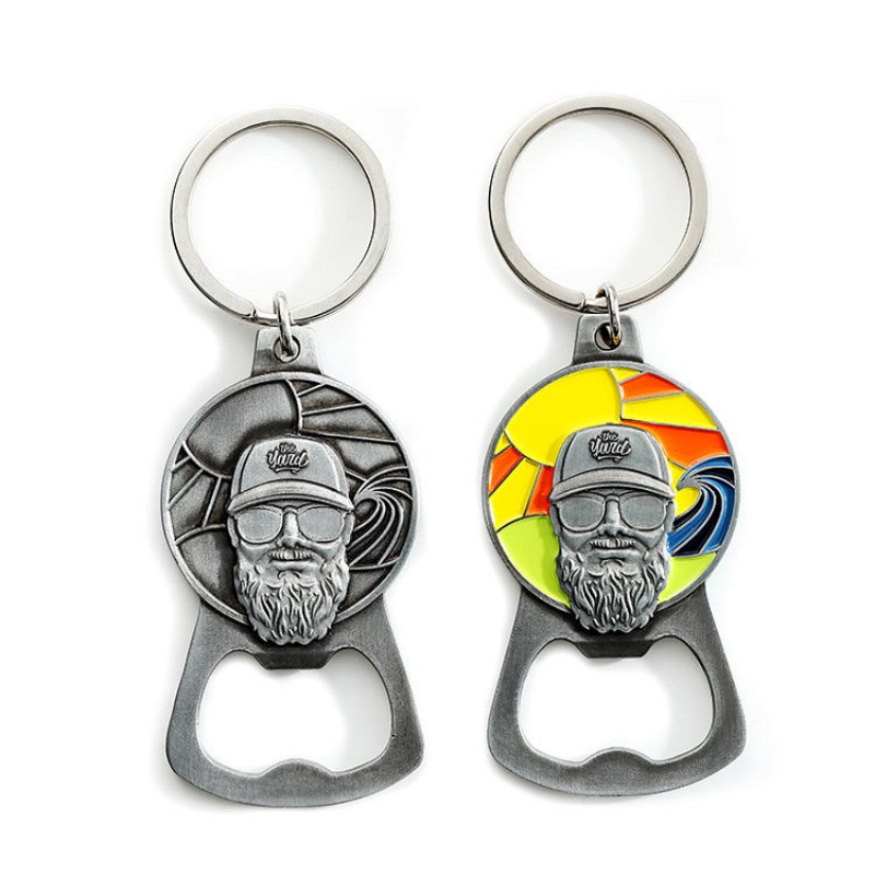 Custom 3D Figure Metal Bottle Opener Keychain Retro Distressed Enamel Keyring, Perfect Promotional Gift for Bars (1)