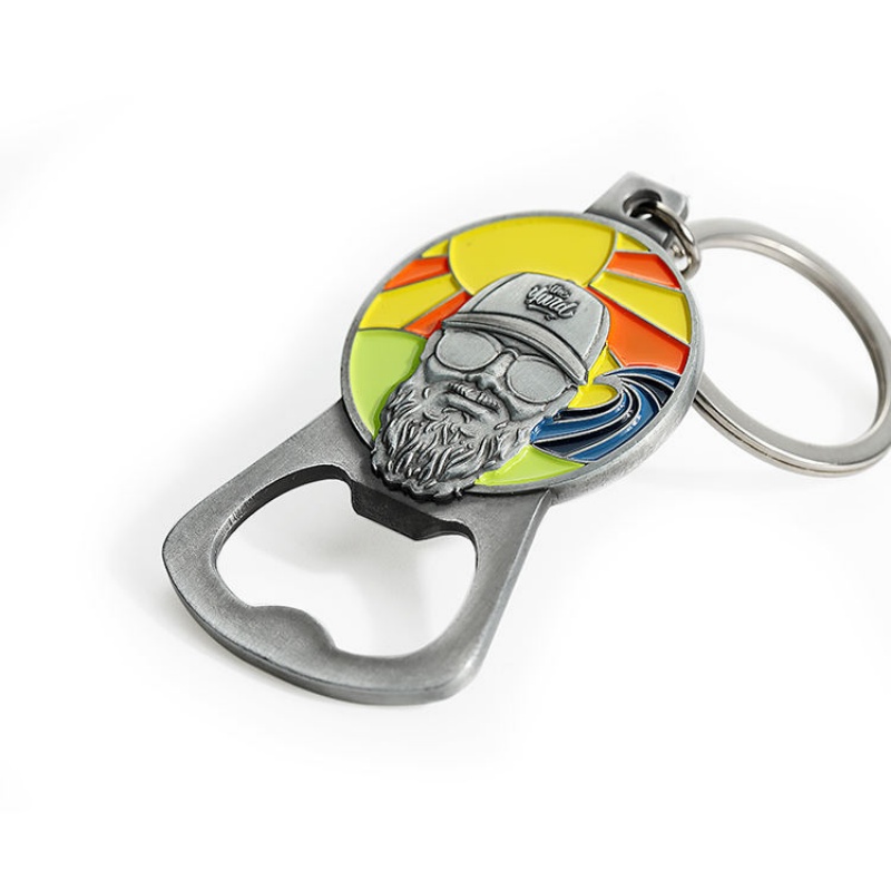 Custom 3D Figure Metal Bottle Opener Keychain Retro Distressed Enamel Keyring, Perfect Promotional Gift for Bars (3)