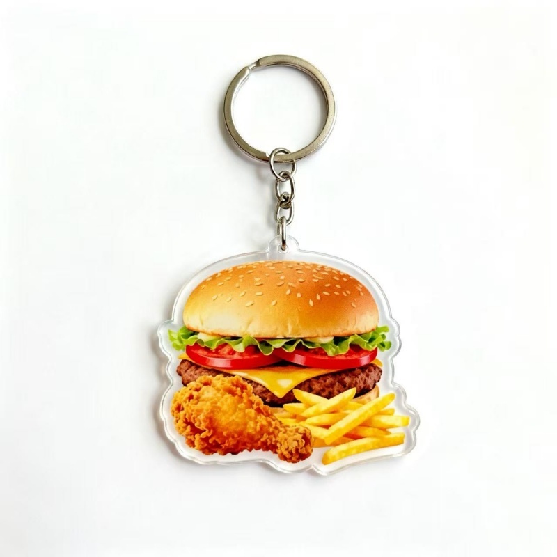 Custom Novelty & Cute Hamburger & Fries Acrylic Keychains (1)