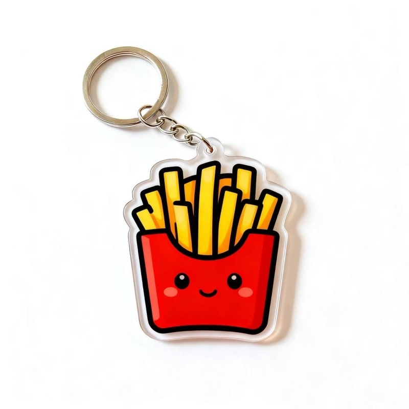 Custom Novelty & Cute Hamburger & Fries Acrylic Keychains (3)
