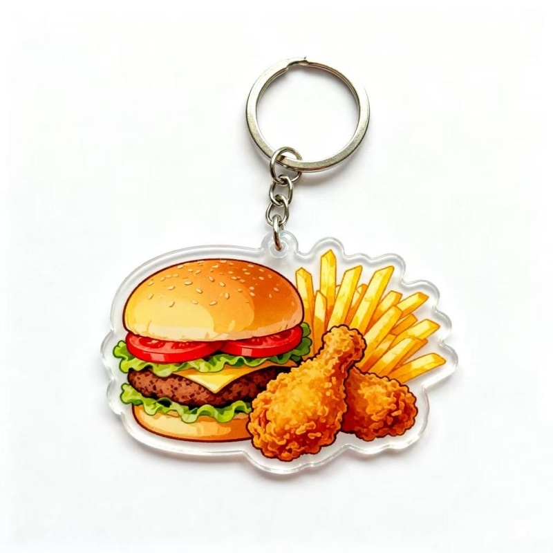 Custom Novelty & Cute Hamburger & Fries Acrylic Keychains (4)