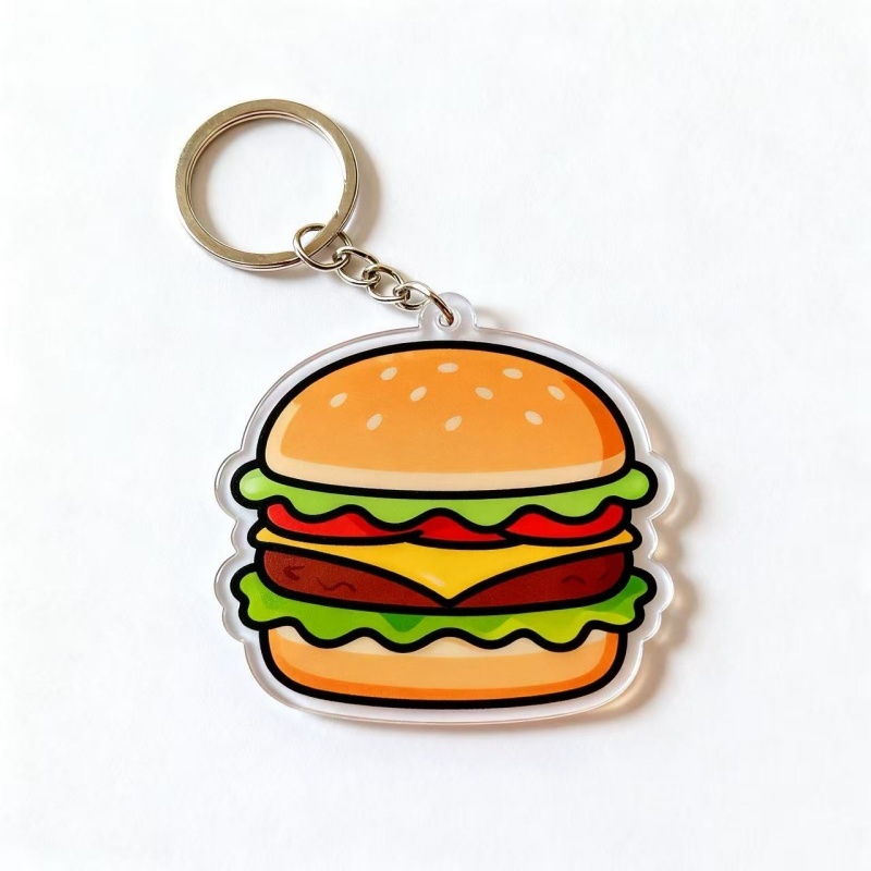 Custom Novelty & Cute Hamburger & Fries Acrylic Keychains (5)