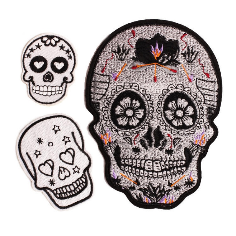 Custom Personalized Embroidered Patches, Tiger Rose Skull Creative Embroidery Trendy Patch, Custom Decorative Accessories for Bags, Jeans & Jackets (5)
