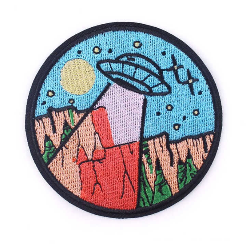 Custom Round Embroidered Patches, Nature & Space Themed Creative Fashionable Popular Embroidered Appliqués (4)