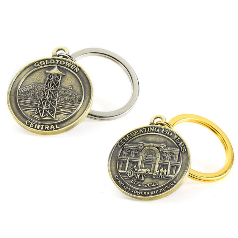 Custom Vintage 3D Relief Metal Keychain, Antique Brass Souvenir Key Ring, Personalized Anniversary & Promotional Gift (2)