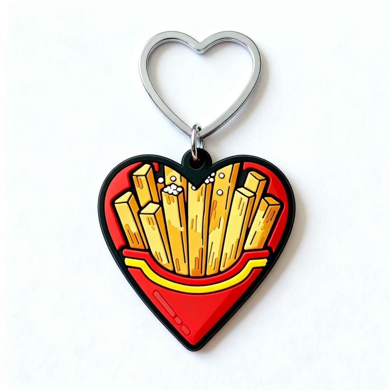 Cute Burger Fries Designed PVC Keychain (4)