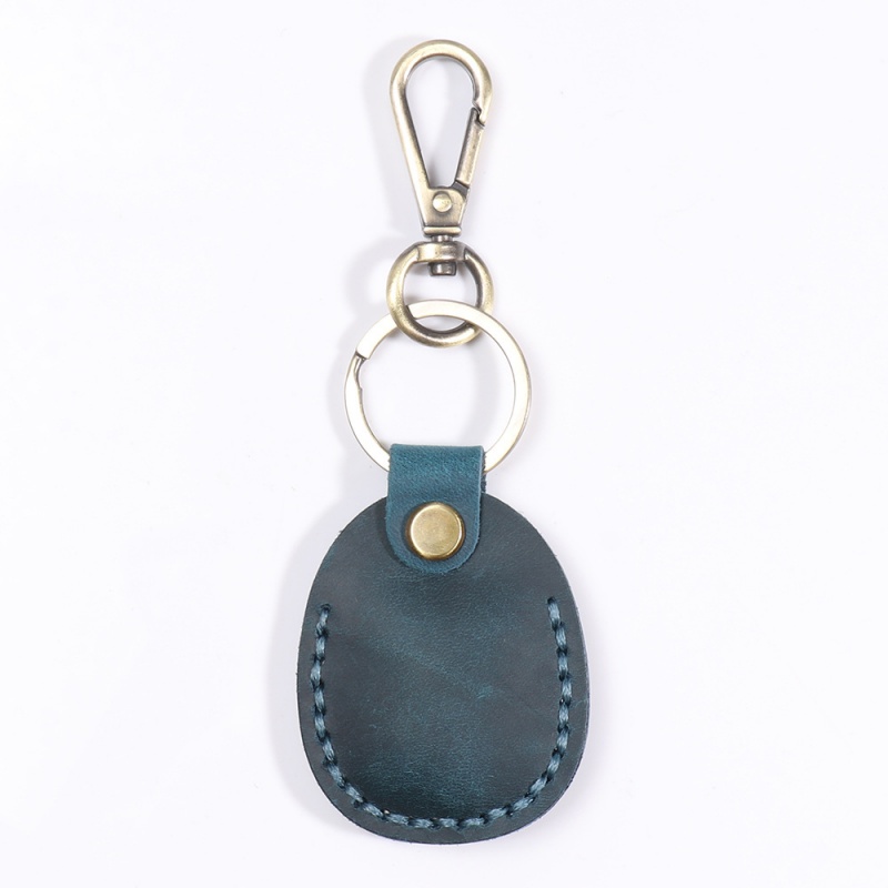 Light Custom Hand-Stitched Genuine Leather Keychain Retro Crazy Horse Leather Access Card Holder Design, Premium Personalized Key Charm (1)