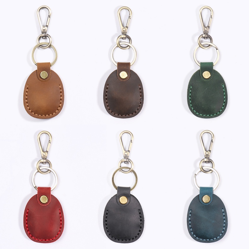 Light Custom Hand-Stitched Genuine Leather Keychain Retro Crazy Horse Leather Access Card Holder Design, Premium Personalized Key Charm (2)