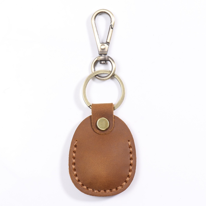Light Custom Hand-Stitched Genuine Leather Keychain Retro Crazy Horse Leather Access Card Holder Design, Premium Personalized Key Charm (4)