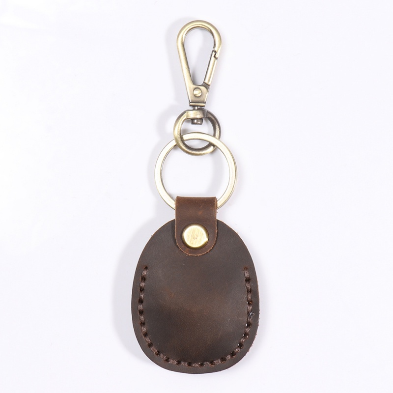 Light Custom Hand-Stitched Genuine Leather Keychain Retro Crazy Horse Leather Access Card Holder Design, Premium Personalized Key Charm (6)