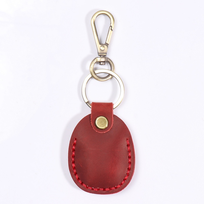 Light Custom Hand-Stitched Genuine Leather Keychain Retro Crazy Horse Leather Access Card Holder Design, Premium Personalized Key Charm (7)