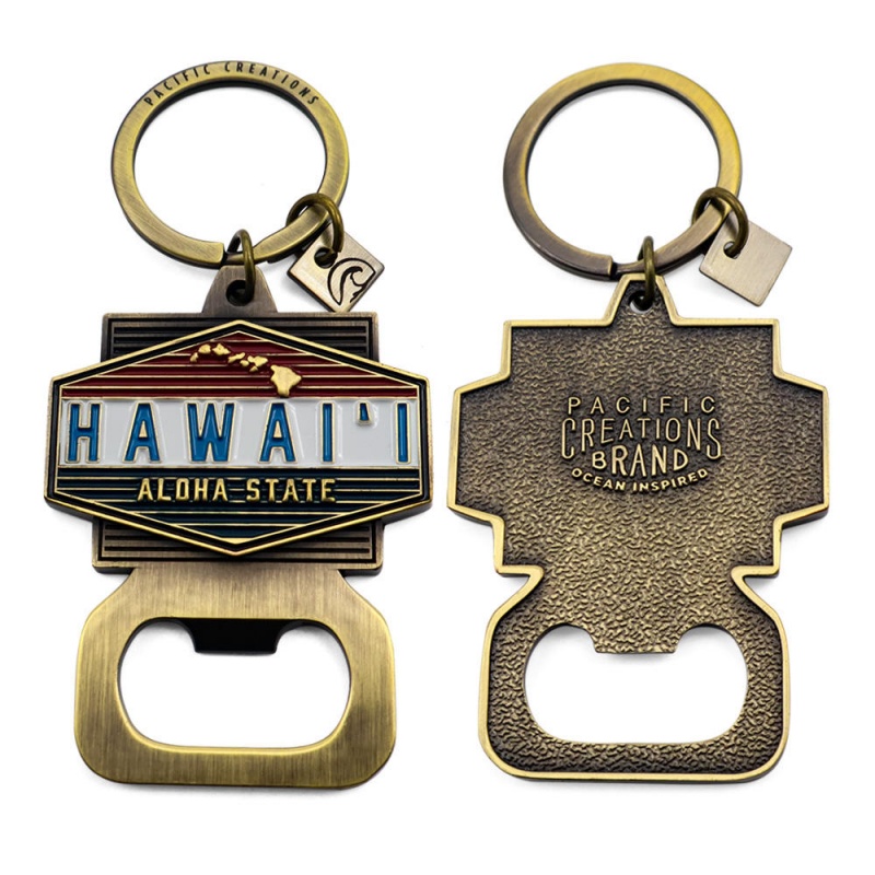 Trendy Custom-Designed Double-Sided Metal Bottle Opener Keychain Retro Distressed Enamel Finish, Premium Souvenir Keychain for Travel Destinations & City Themes (2)