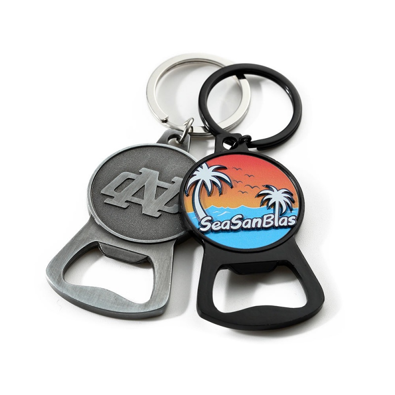 Trendy Custom-Designed Double-Sided Metal Bottle Opener Keychain Retro Distressed Enamel Finish, Premium Souvenir Keychain for Travel Destinations & City Themes (3)